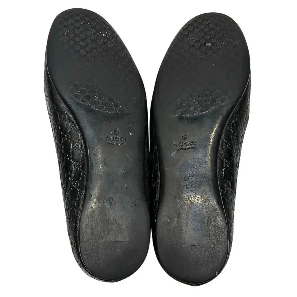 Gucci Microguccissima Black Leather Ballet Flats EU 36.5 Classic Logo Double G
